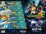 Poster promotionnel présentant la chronologie des jeux Stat Fox sortis (Magasin de Nintendo New York)